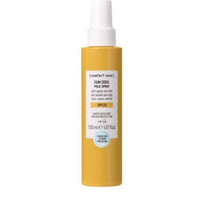 Sun Soul Milk Spray SPF20 for sun protection and skin nourishment. Lightweight, non-greasy formula w.