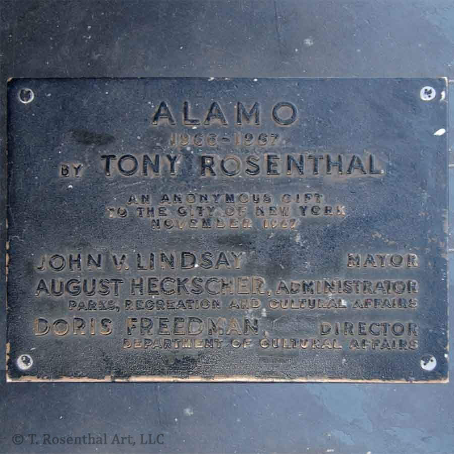 Plaque for the The Astor Place "Alamo" Cube