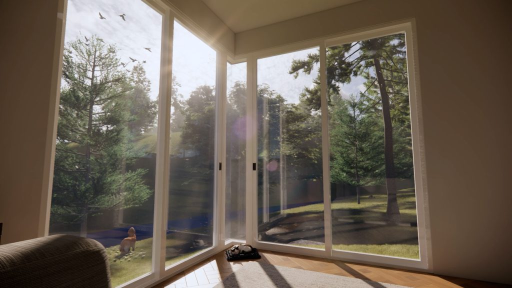 Woods view with TonyView corner window product