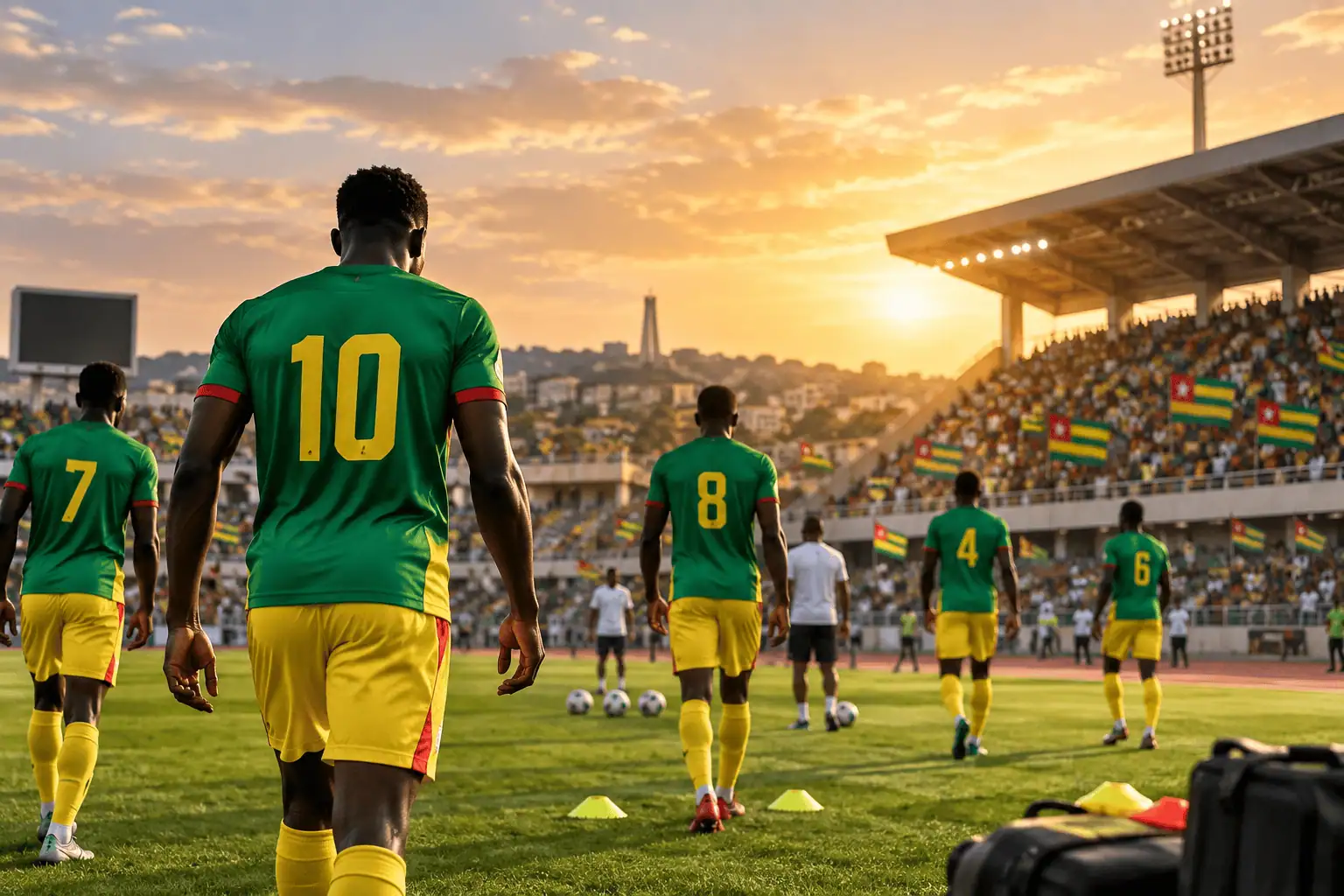Illustration des Éperviers du Togo préparant les éliminatoires de la CAN 2027