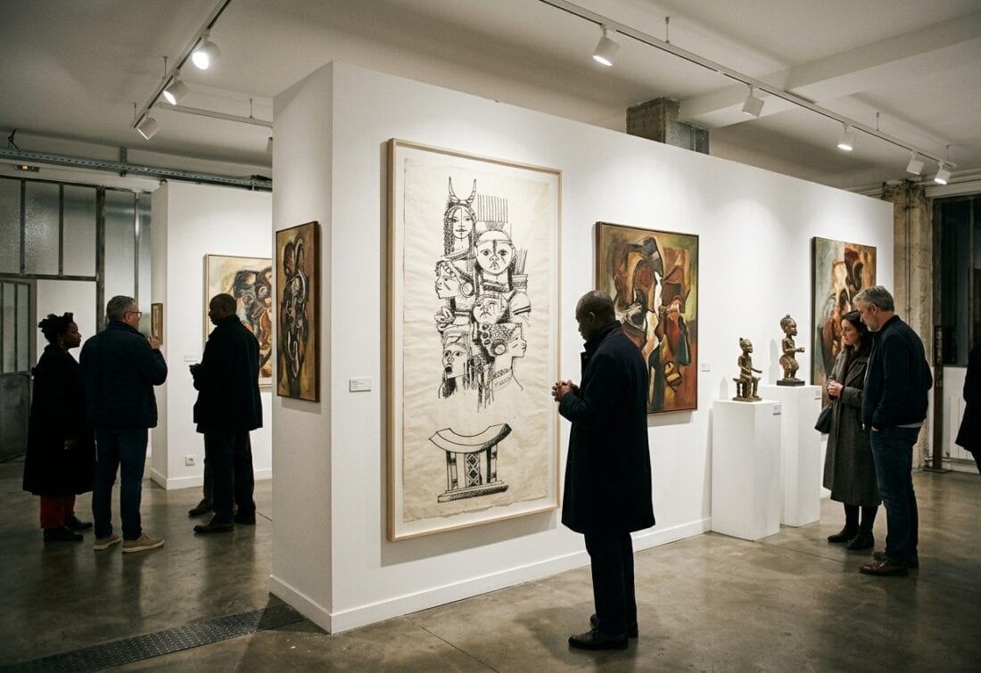 Exposition d'art contemporain togolais par Kokou Ekouagou à l'Atelier Basfroi à Paris