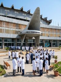Rassemblement des membres de l'ABM-TOGO devant le Palais des congrès de Lomé