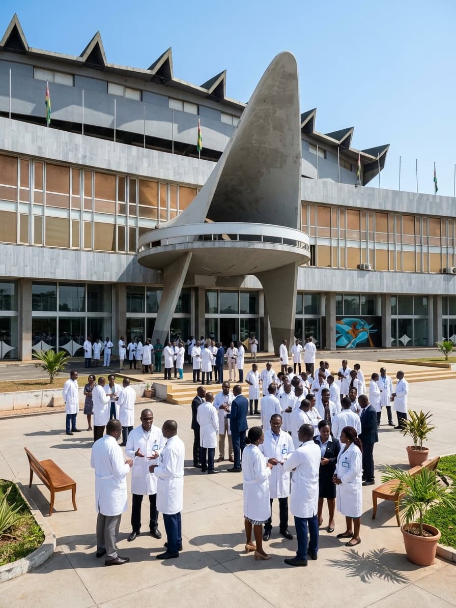 Rassemblement des membres de l'ABM-TOGO devant le Palais des congrès de Lomé