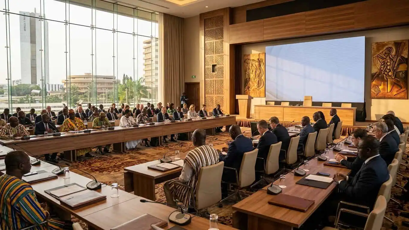 Salle de conférence à Lomé accueillant un sommet international sur l'énergie en Afrique