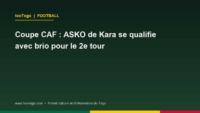 Joueurs de l'ASKO de Kara célébrant une qualification au Stade de Kégué à Lomé lors d'un match de Coupe CAF.