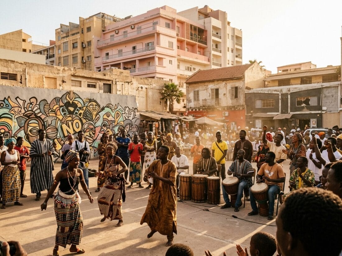 Célébration culturelle et artistique de la jeunesse ouest-africaine lors du passage de la caravane à Dakar.