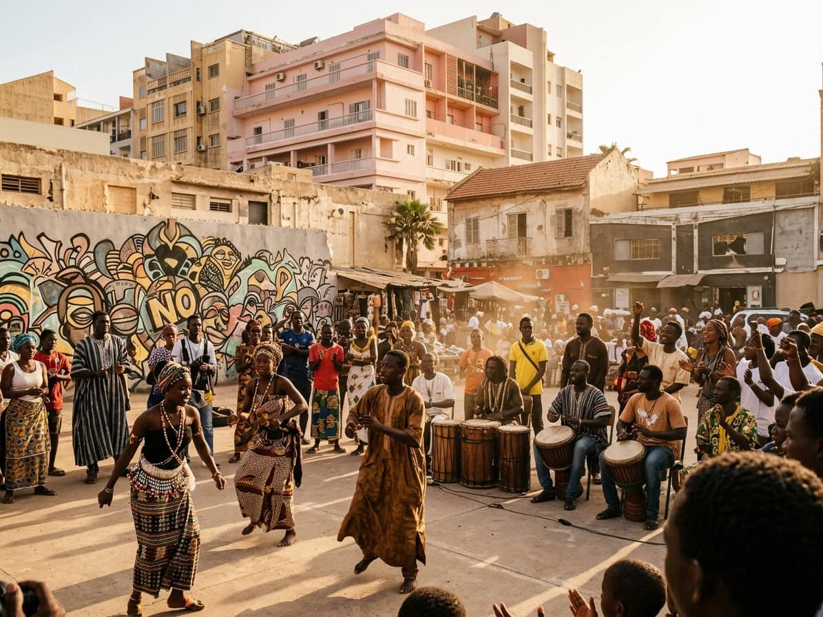 Célébration culturelle et artistique de la jeunesse ouest-africaine lors du passage de la caravane à Dakar.