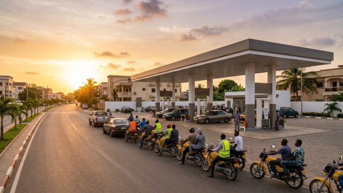 Station-service à Lomé lors du réajustement des prix du carburant au Togo