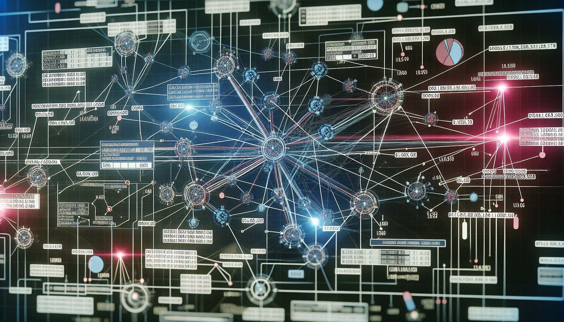 Futuristic digital crime analysis interface with interconnected nodes and data points for true crime investigations.