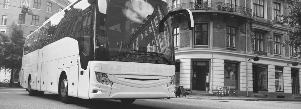 Luxury Bus in City Setting
