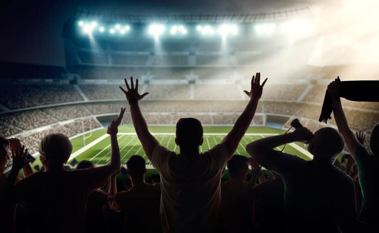 Football fan cheering in stadium