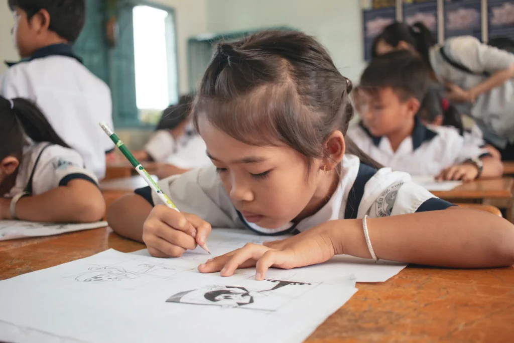 girl in a school drawing