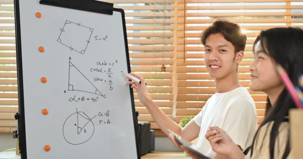 male tutor and female student learning