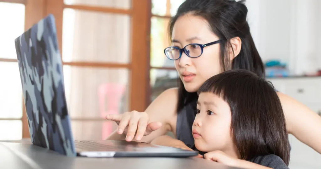 parent having a hard time teaching a girl online