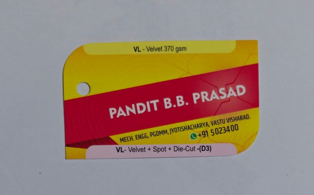 370 GSM Velvet Visiting Card with Spot UV & Die Cut