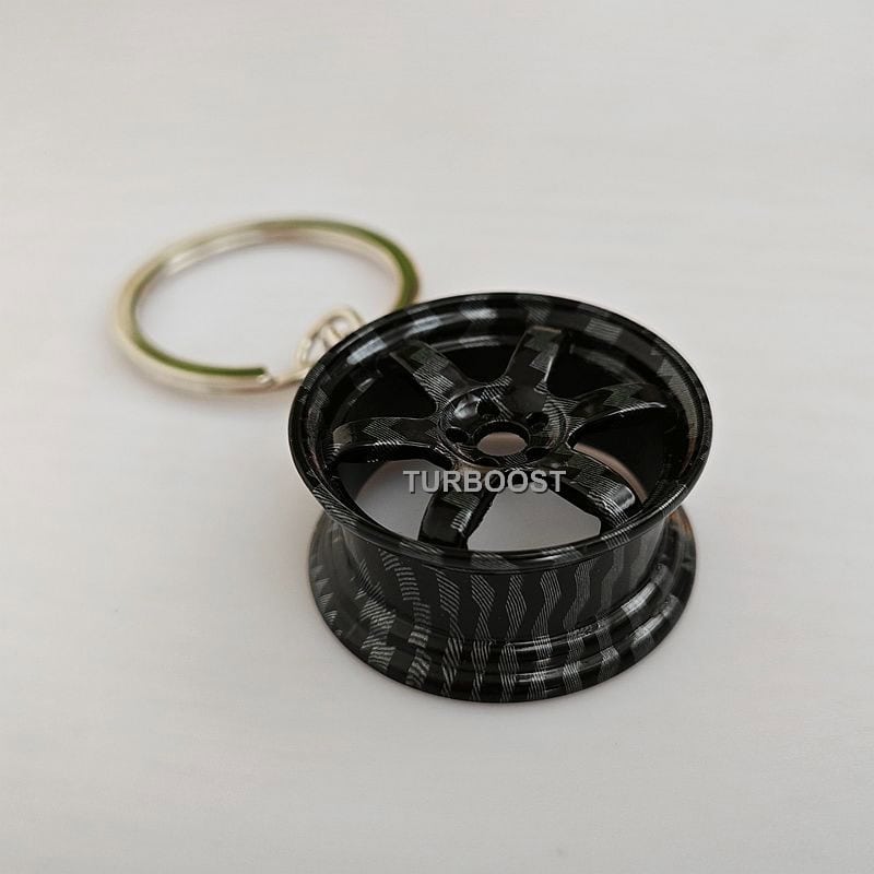 Carbon Fiber TE37 Wheel Rim Keychain