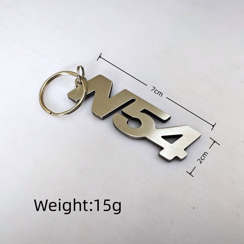 N54 stainless steel engine code keychain with brushed finish