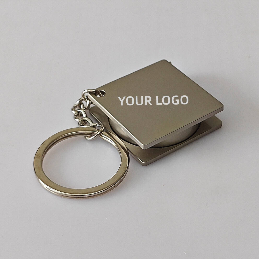 Zinc alloy metal tape measure keychain with dual scale 1.2m