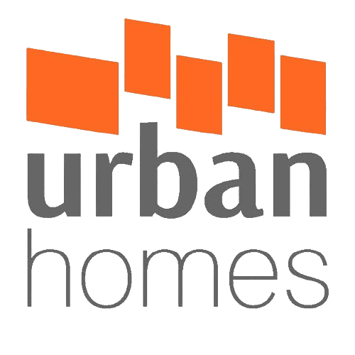 Urban Homes logo featuring orange building icons and modern design elements.