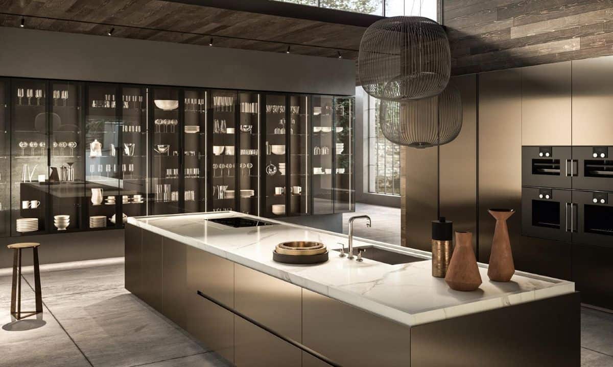 Modern kitchen with sleek design, minimalist decor, and contemporary appliances.