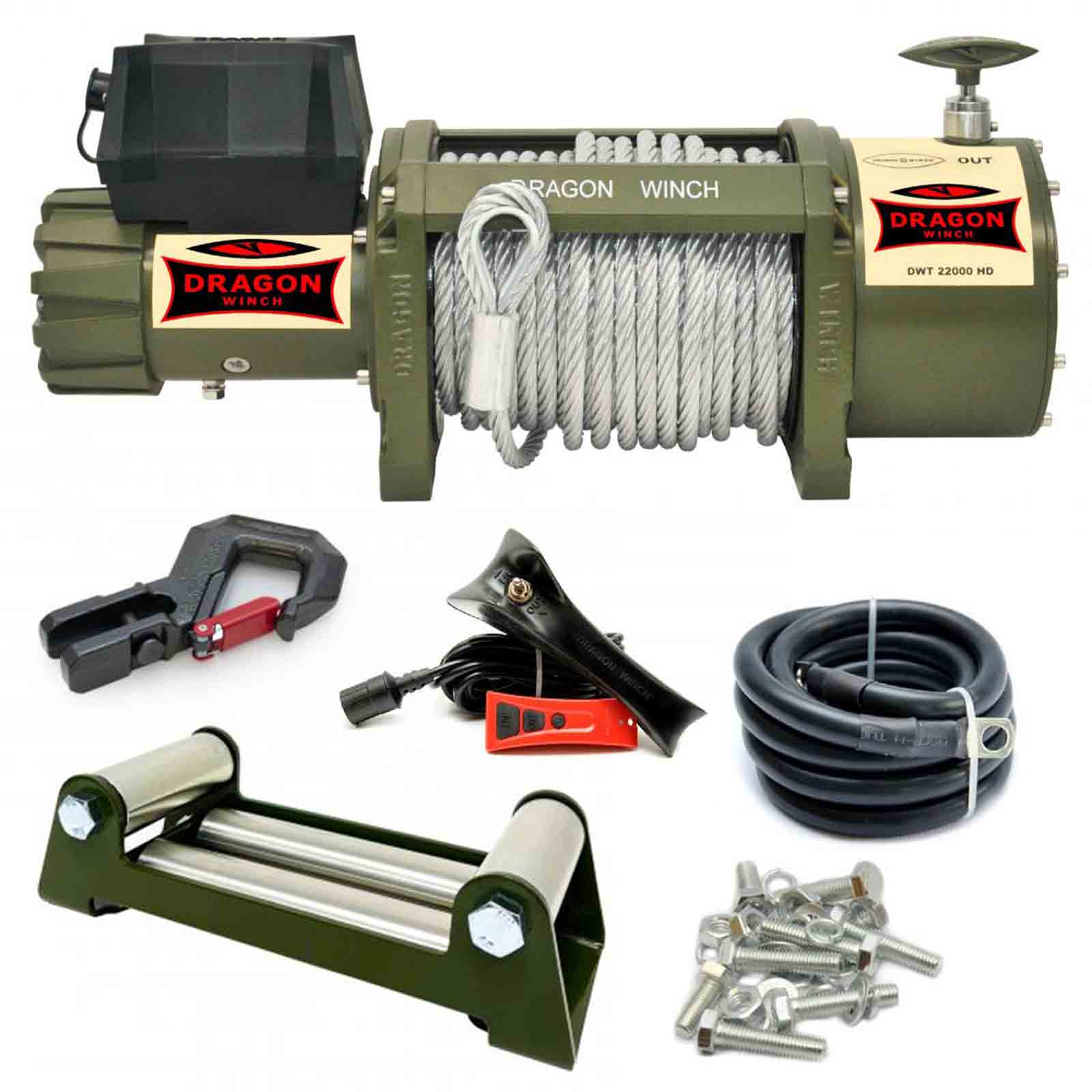 Vitlo za prikolice specijalna vozila Truck / 30m / 24V / 22000 lb / 9979 kg / DRAGON WINCH DWT22000HD