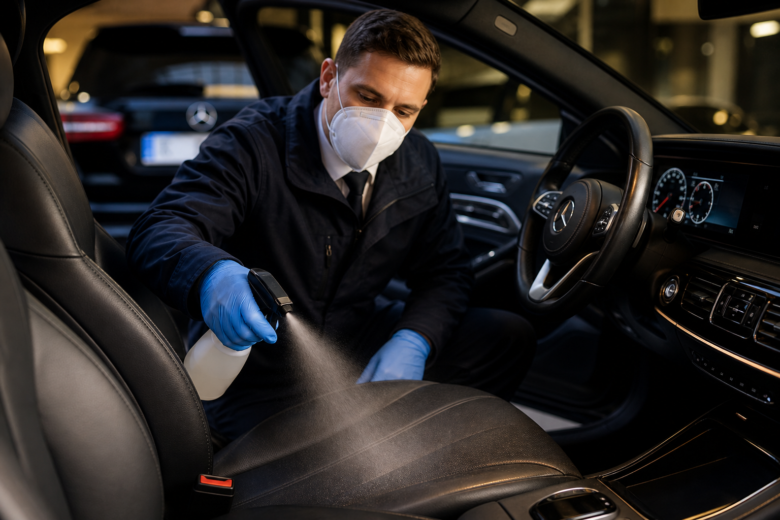 Budapest driver with masks and gloves