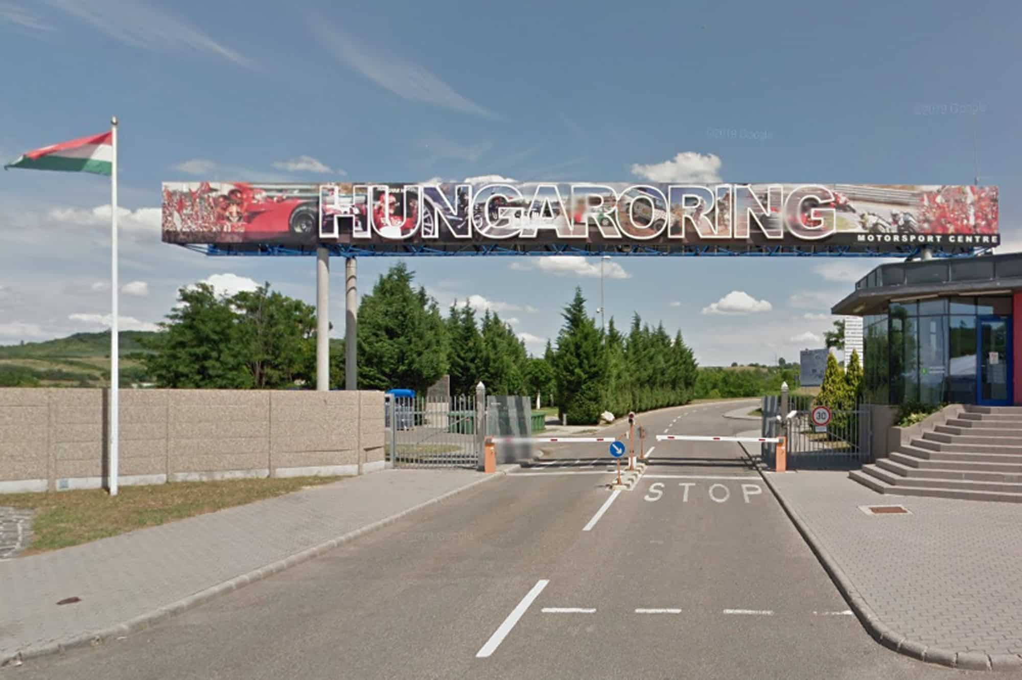 Hungaroring entrance arch above the roadway in an archive photograph