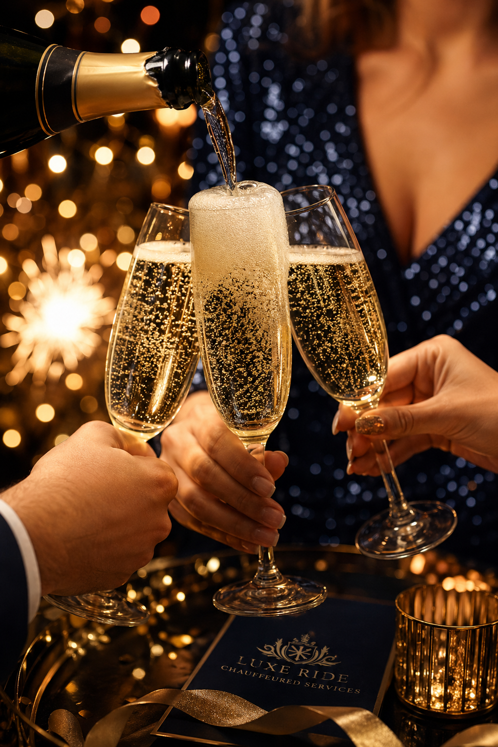 Champagne toast at a festive celebration