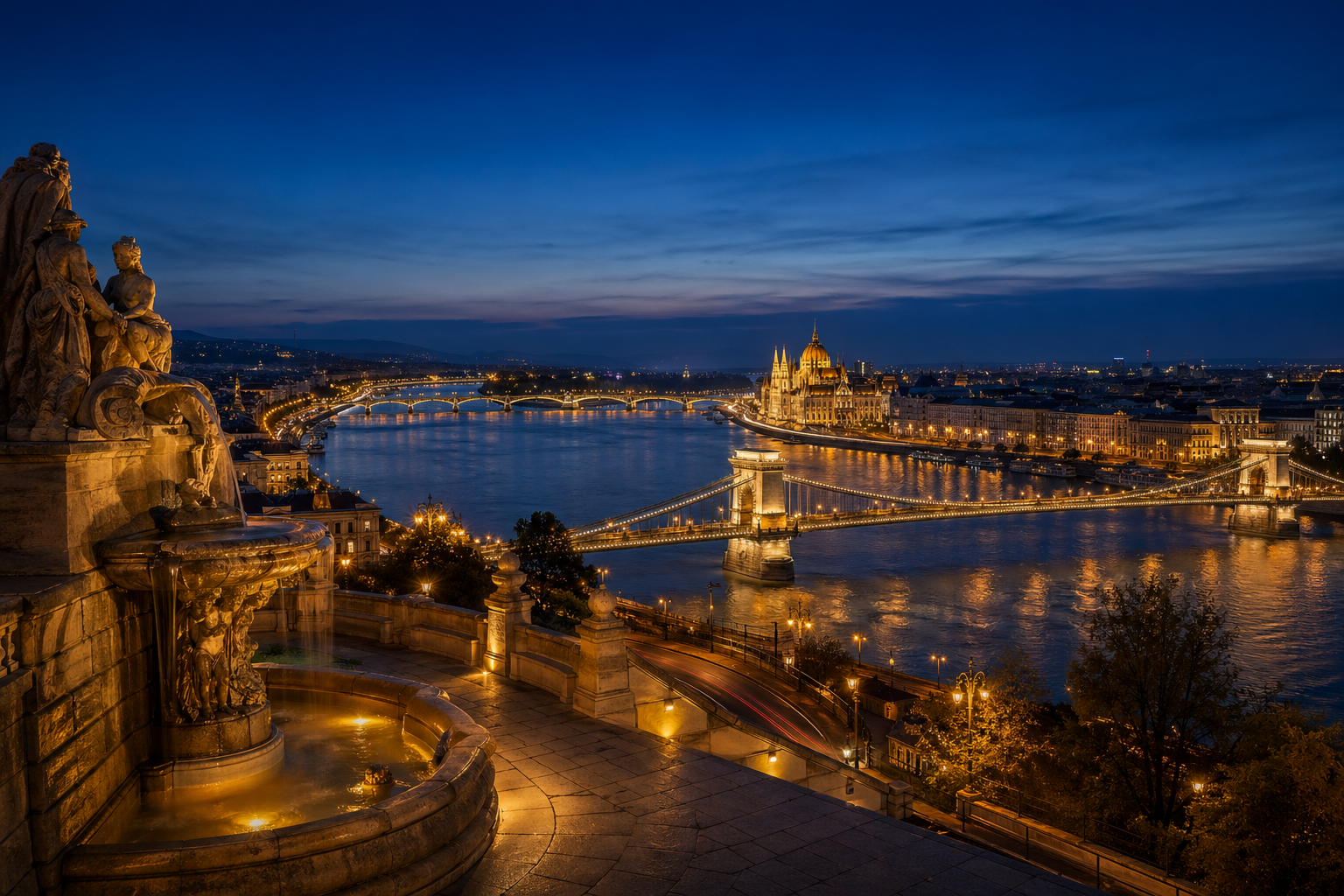 Rudas rooftop hot pool with night view in Budapest