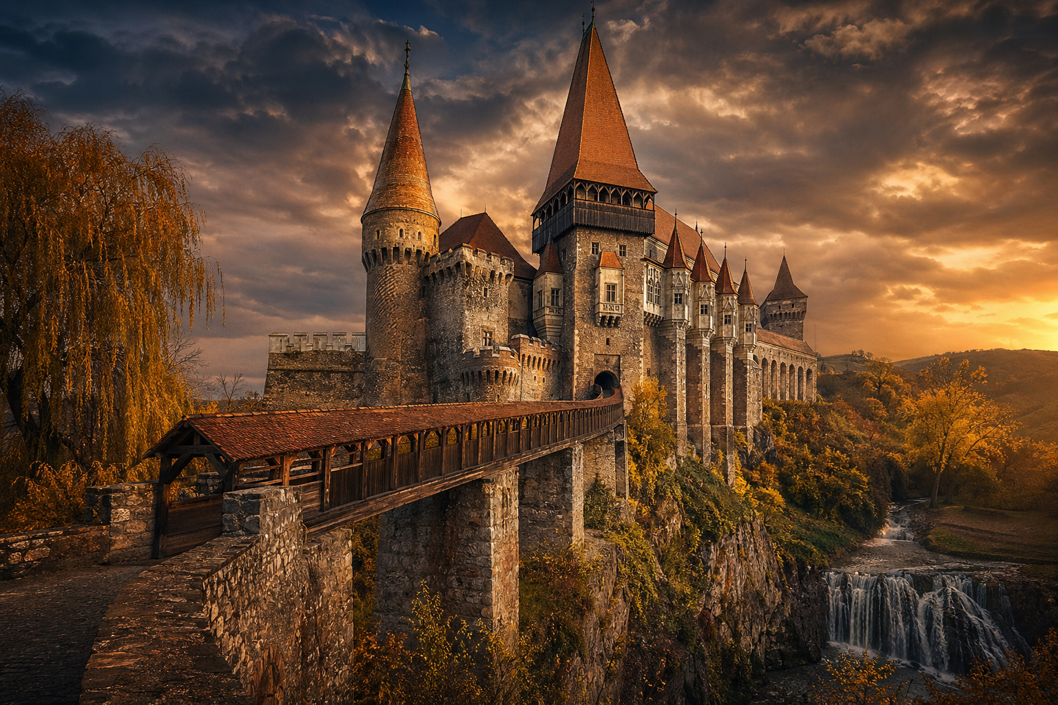 Transylvanian landscape with historic architecture in Romania