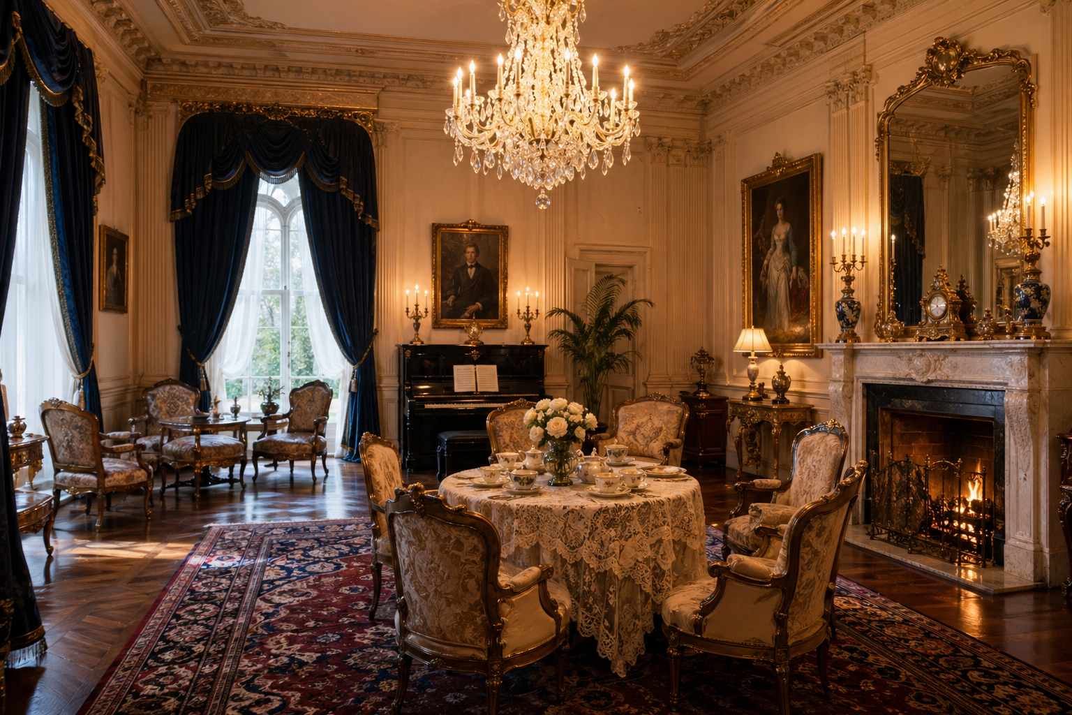 Elegante sala da pranzo privata allestita per un'occasione intima