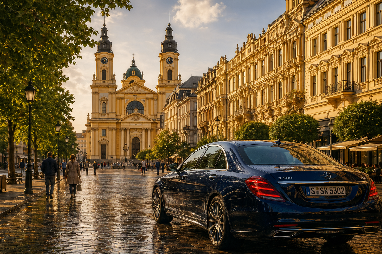 Debrecen city center with premium private transfer vehicle