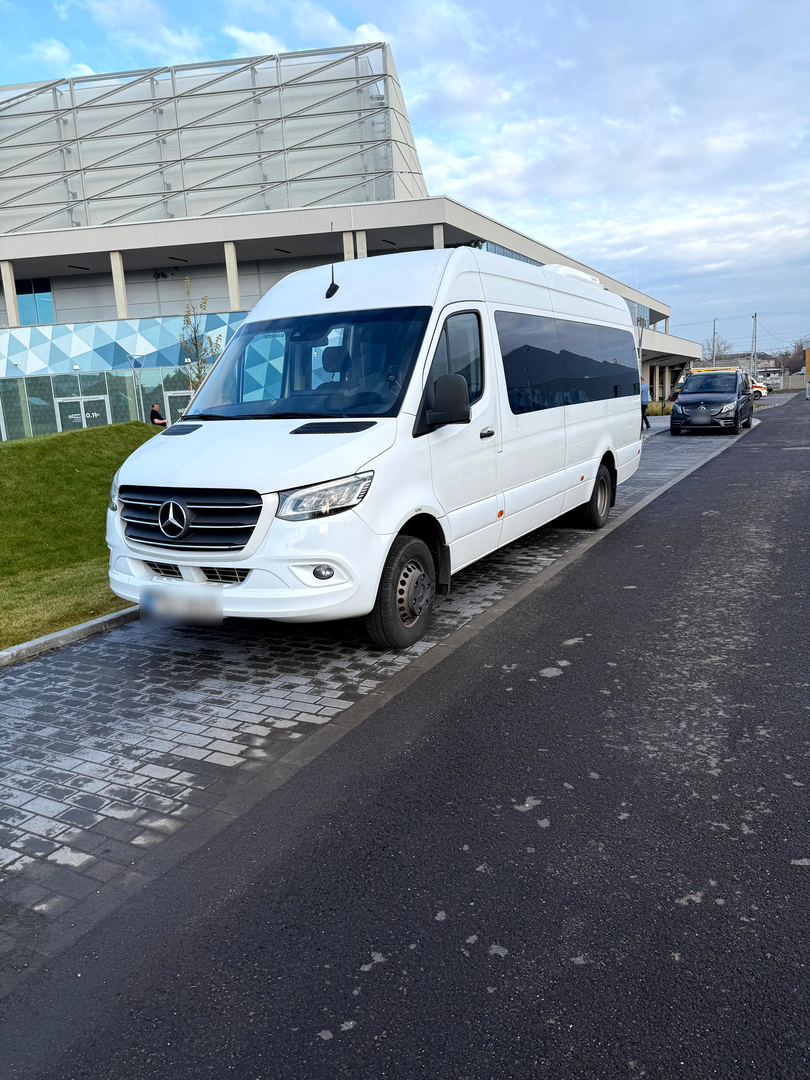 The Sprinter minibus out on the road