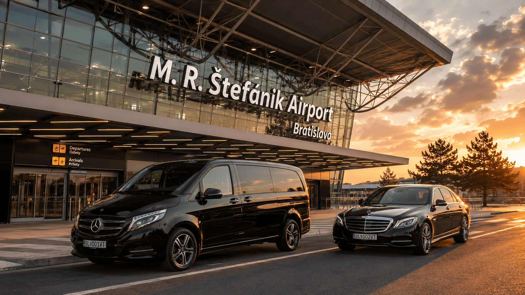 Golden-hour standby at Bratislava Airport, ready for the return to Budapest