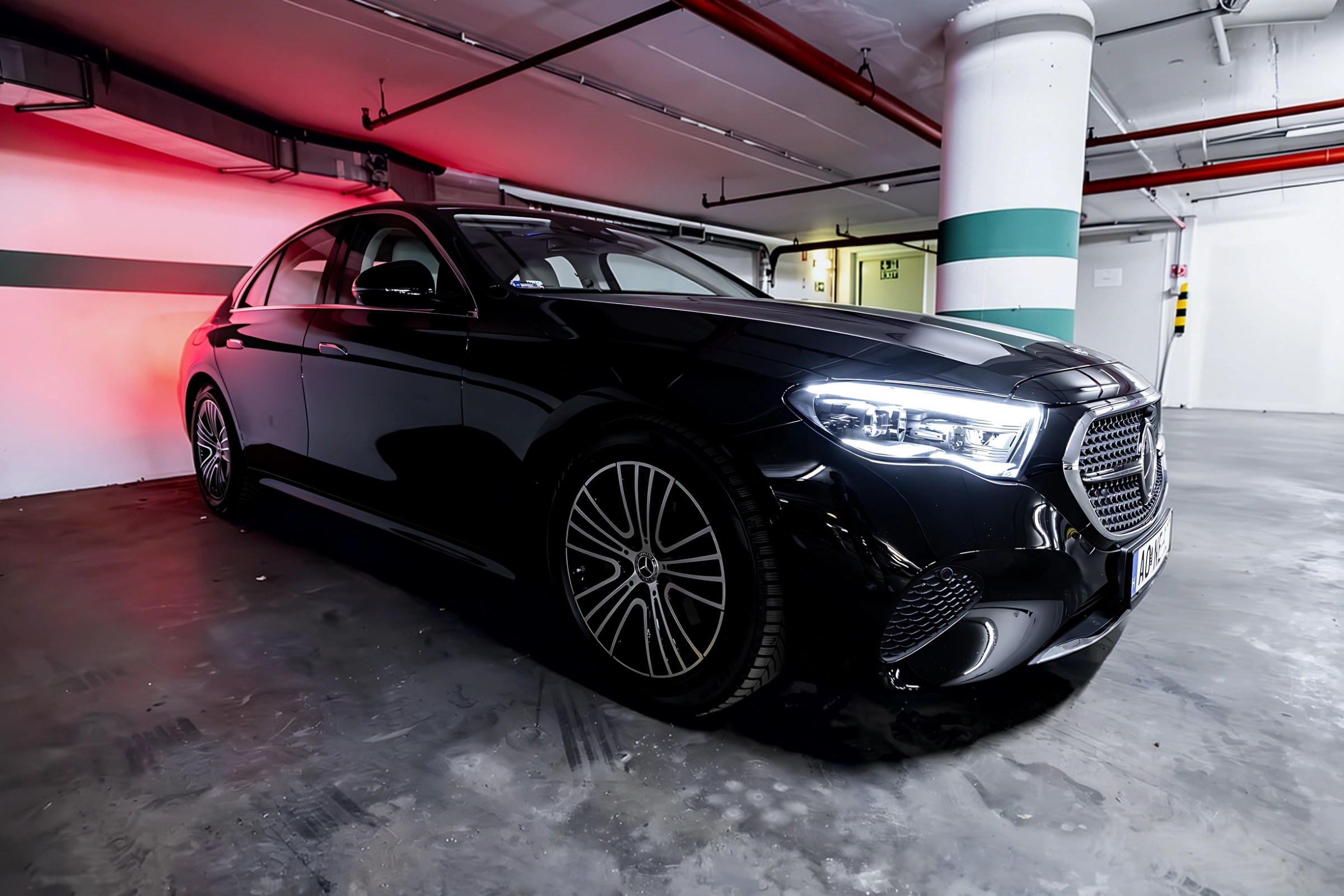 Black Mercedes-Benz E-Class for corporate roadshow transportation in Budapest