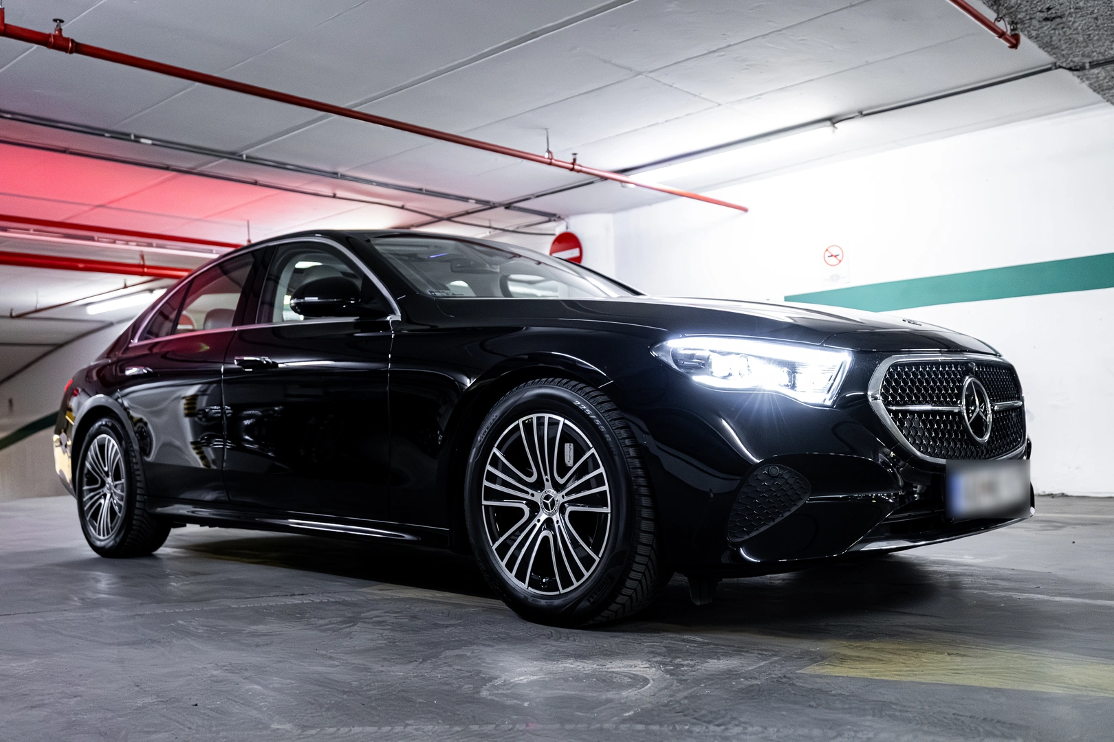 Black Mercedes-Benz E-Class prepared for an hourly chauffeur service in Budapest