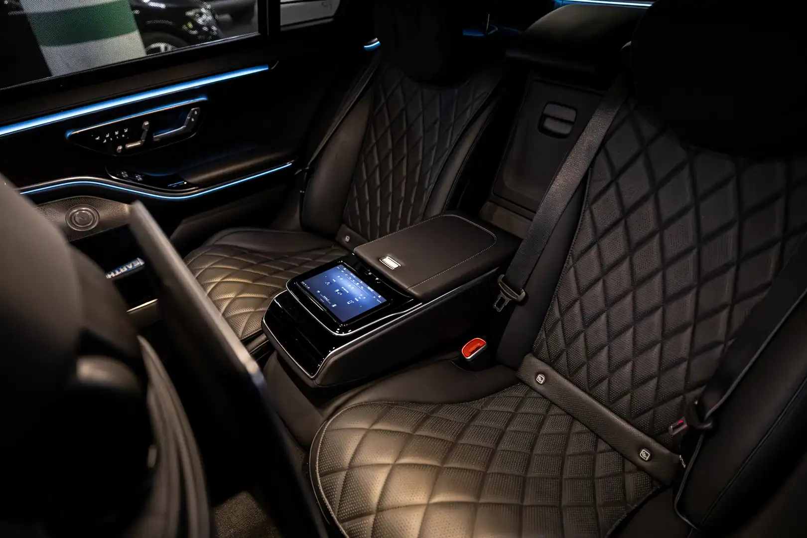 Quilted leather seats inside the Mercedes-Benz S-Class