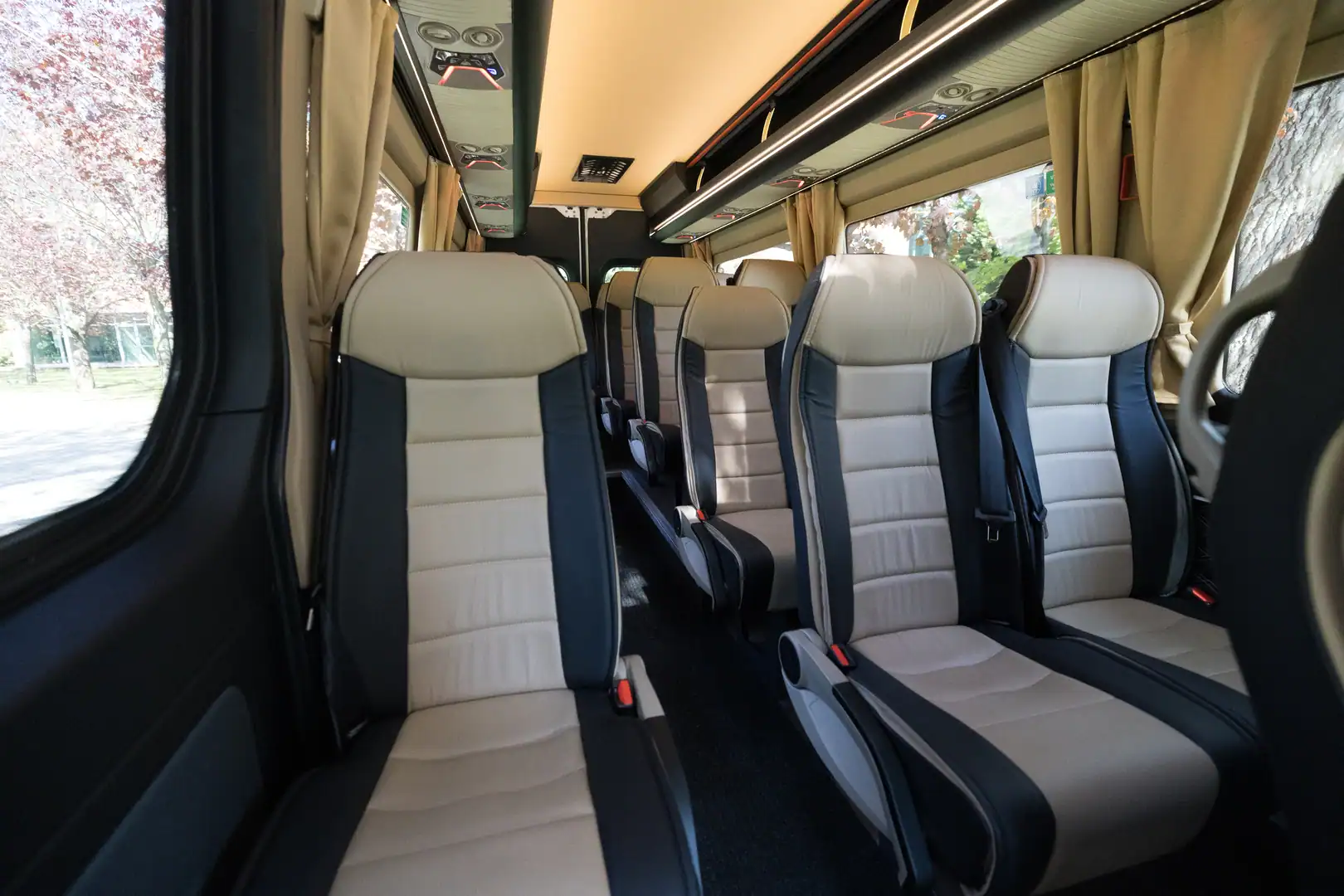 Window-side seating with a clean, modern finish