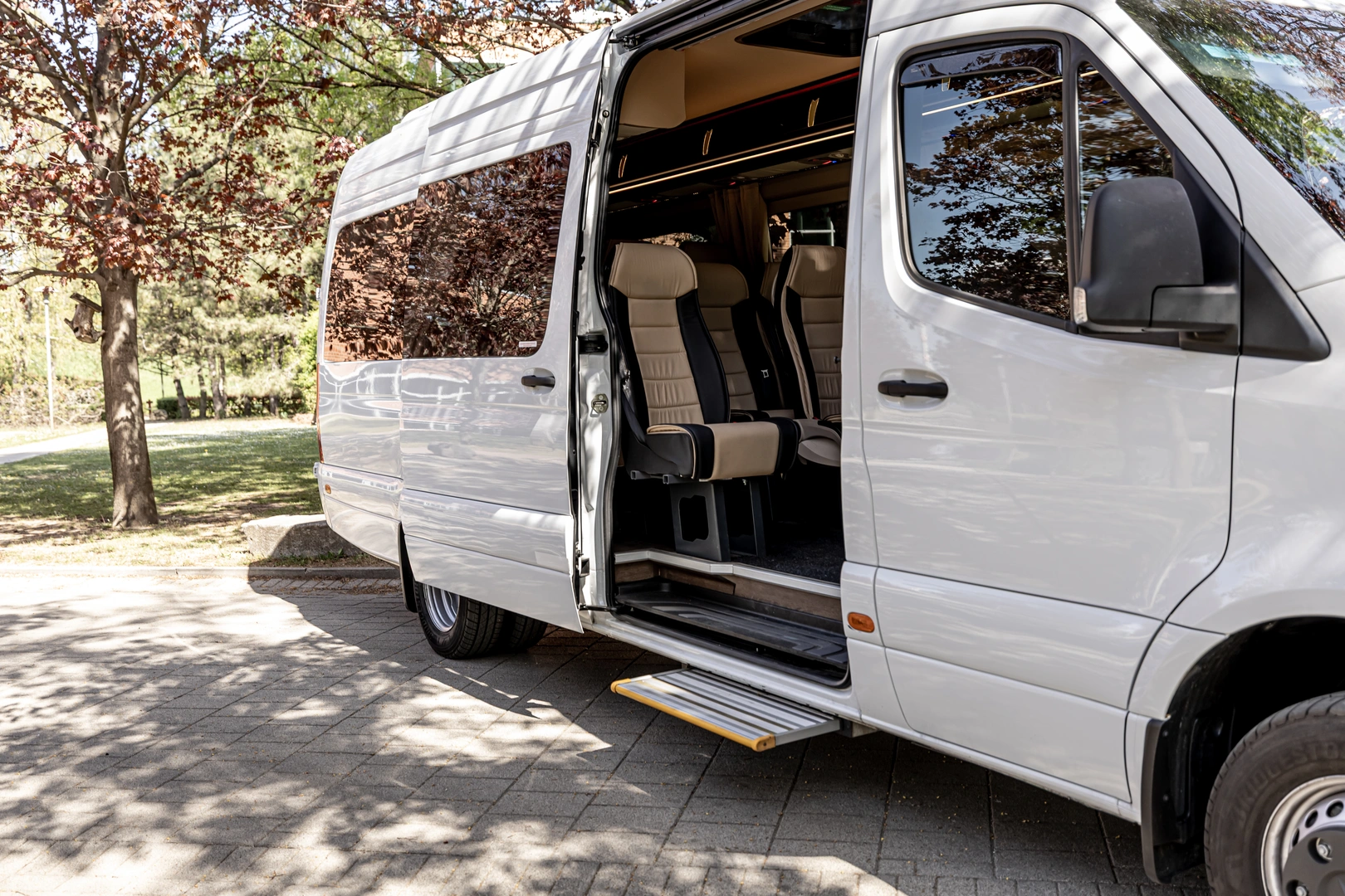 Mercedes Sprinter minibus — wide entry and generous luggage capacity