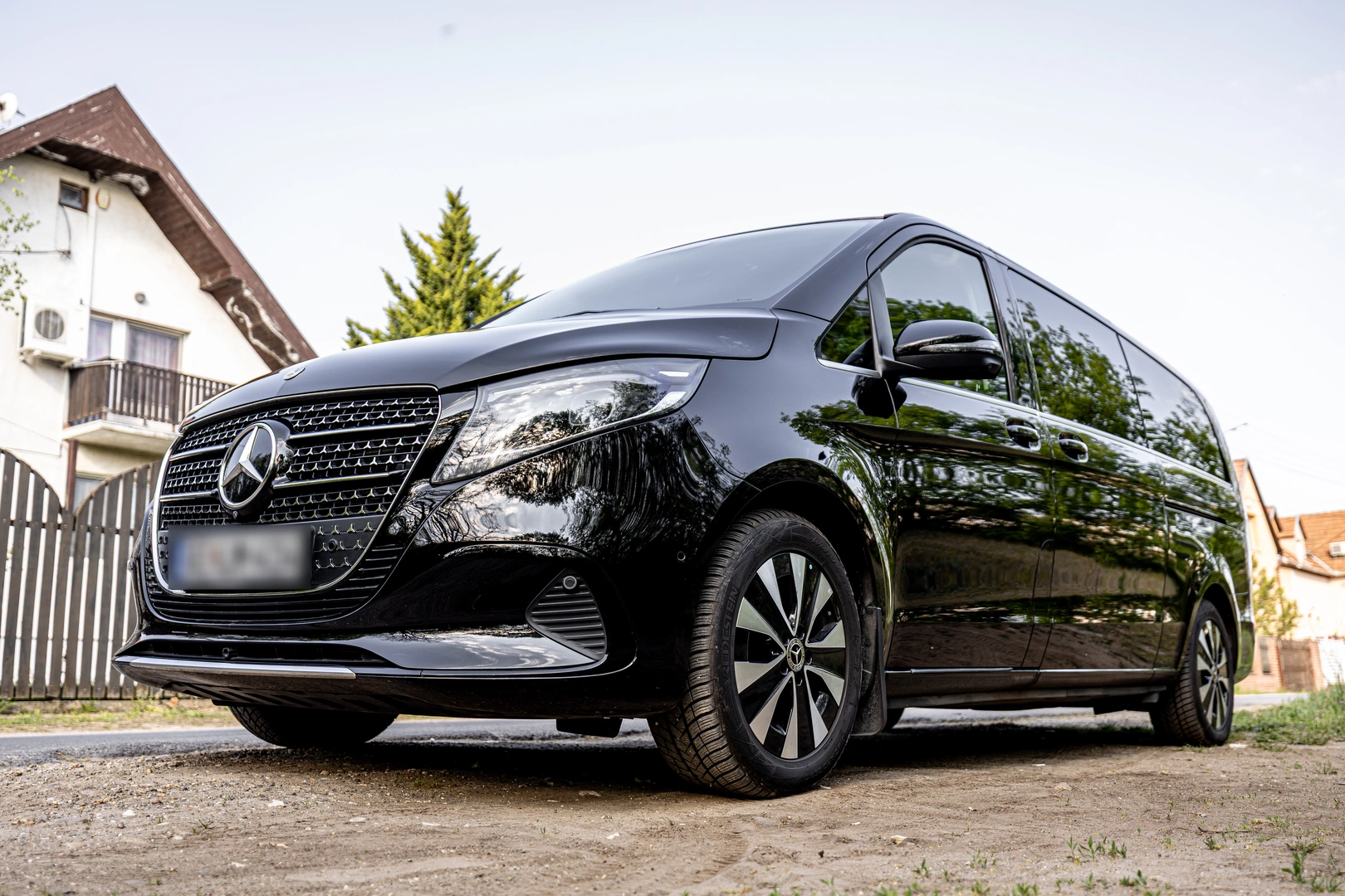 Front view of a black Mercedes-Benz V-Class