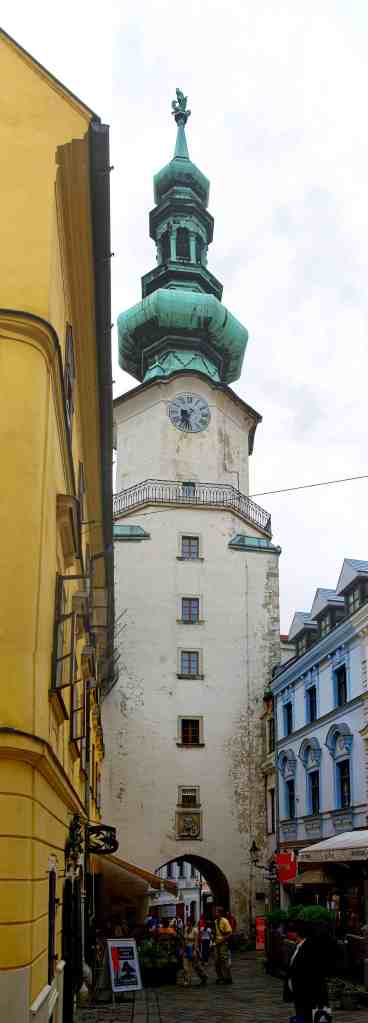 Michael’s Gate tower above Michalská Street in Bratislava