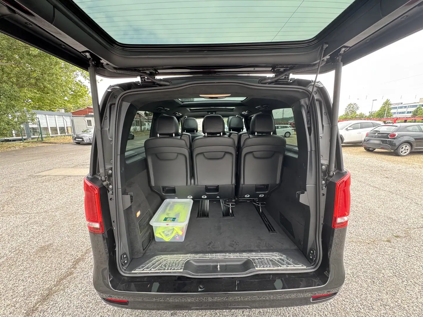 Open rear luggage compartment of a VanBudapest Mercedes-Benz V-Class