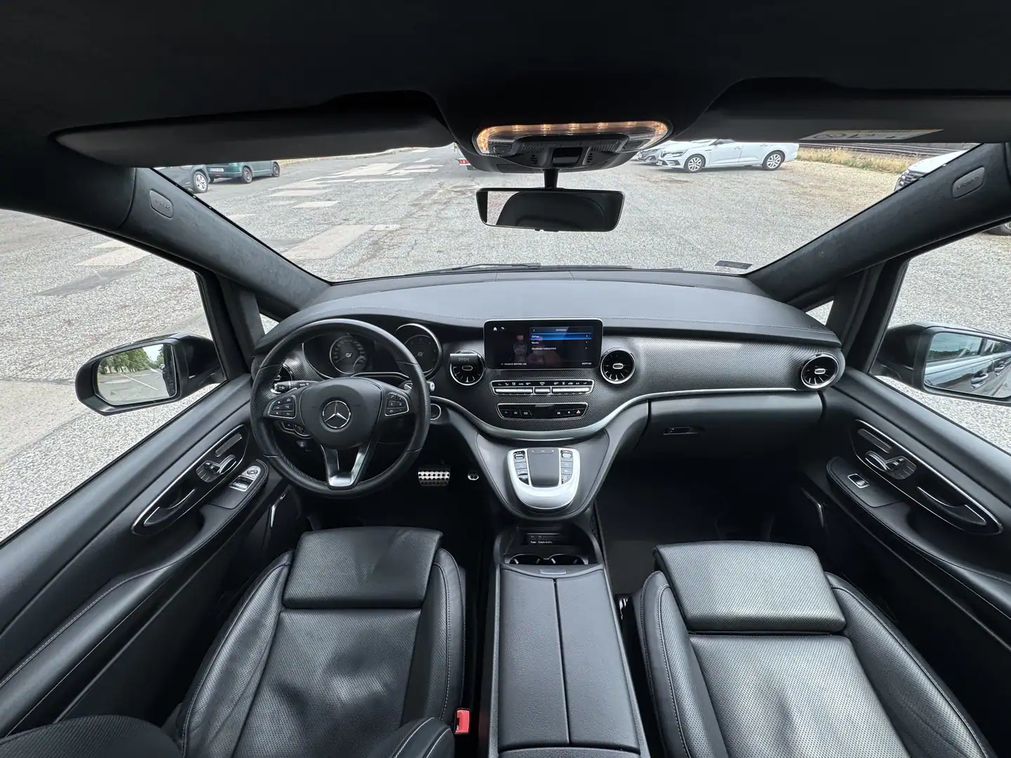 Mercedes V-Class front seats and dashboard viewed from the passenger cabin