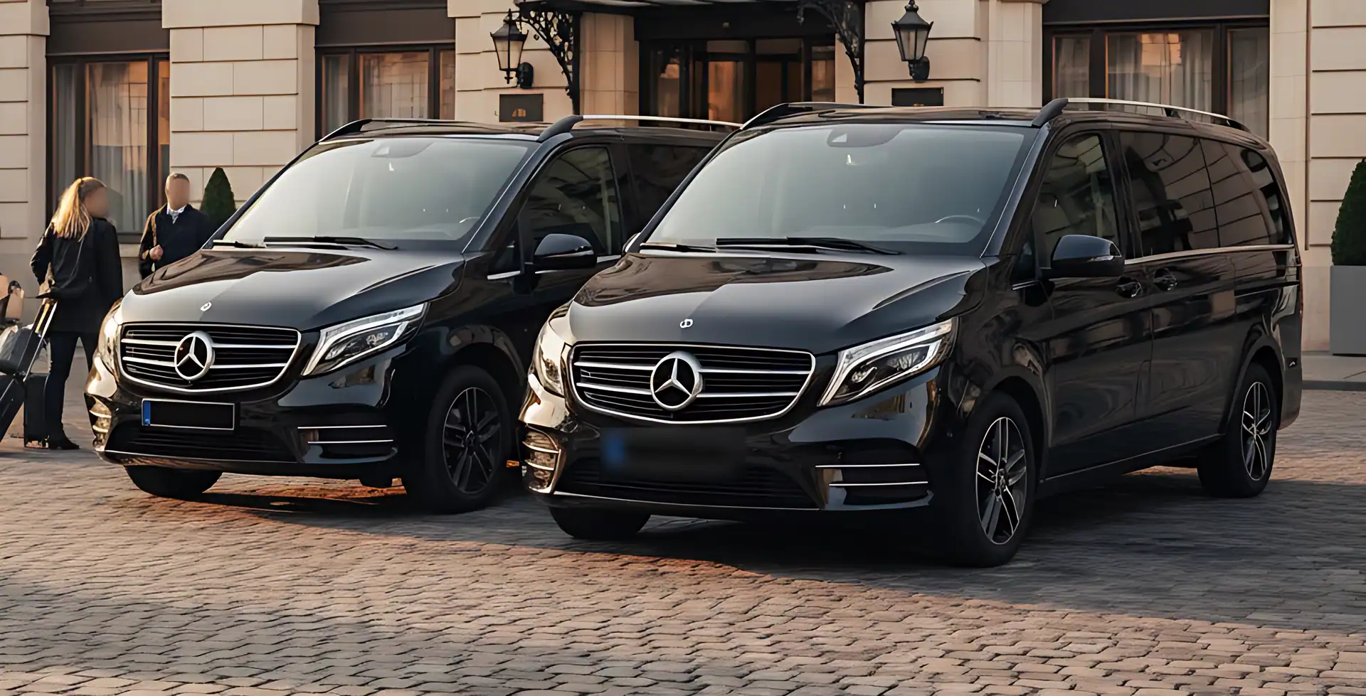 Two Mercedes-Benz V-Class vehicles ready for a group transfer
