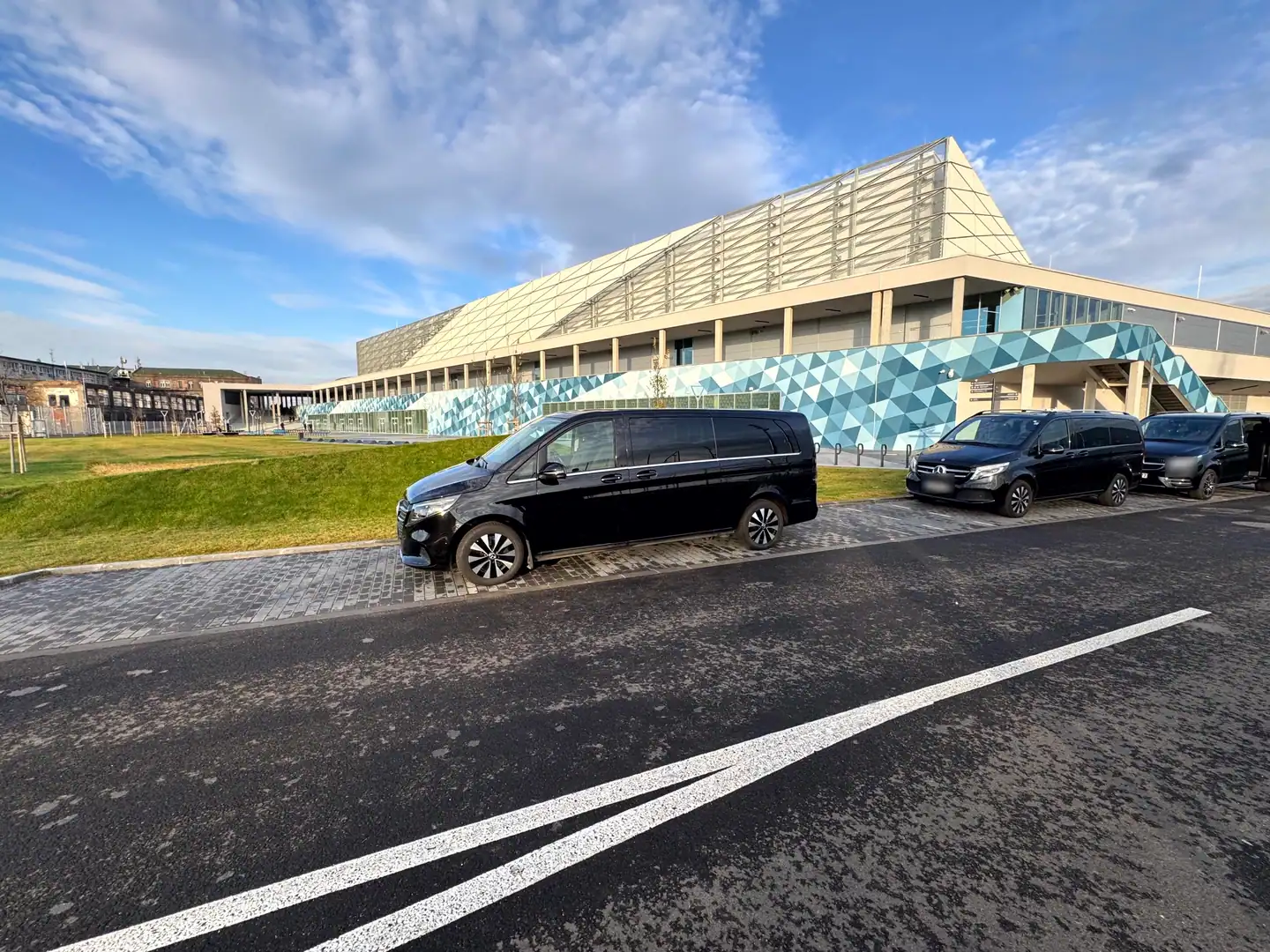 Mercedes-Benz V-Class vehicles staged for arrival