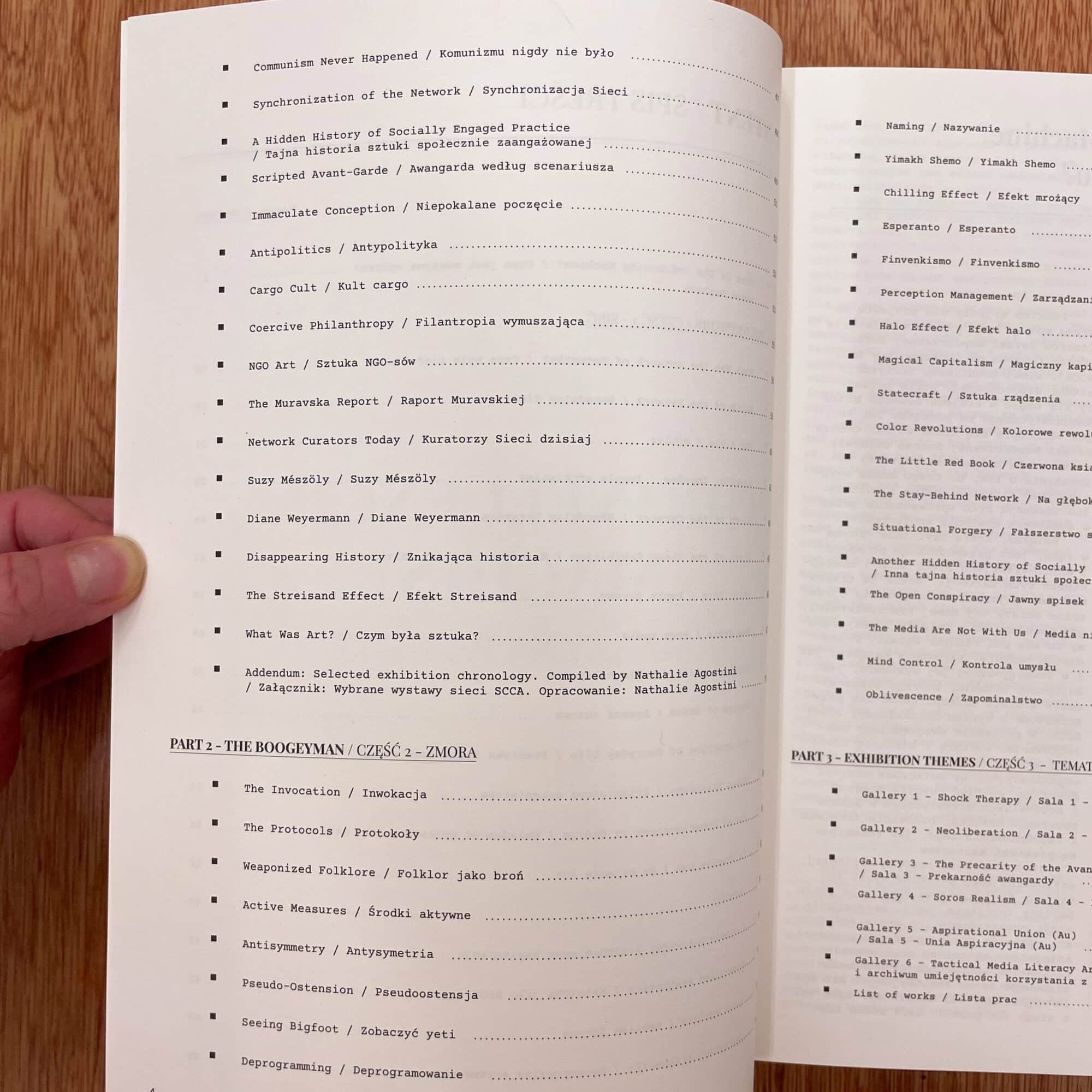 Close-up of a printed programme for Verdurin, showcasing a list of cultural, political, and philosophical events and exhibitions in East London.