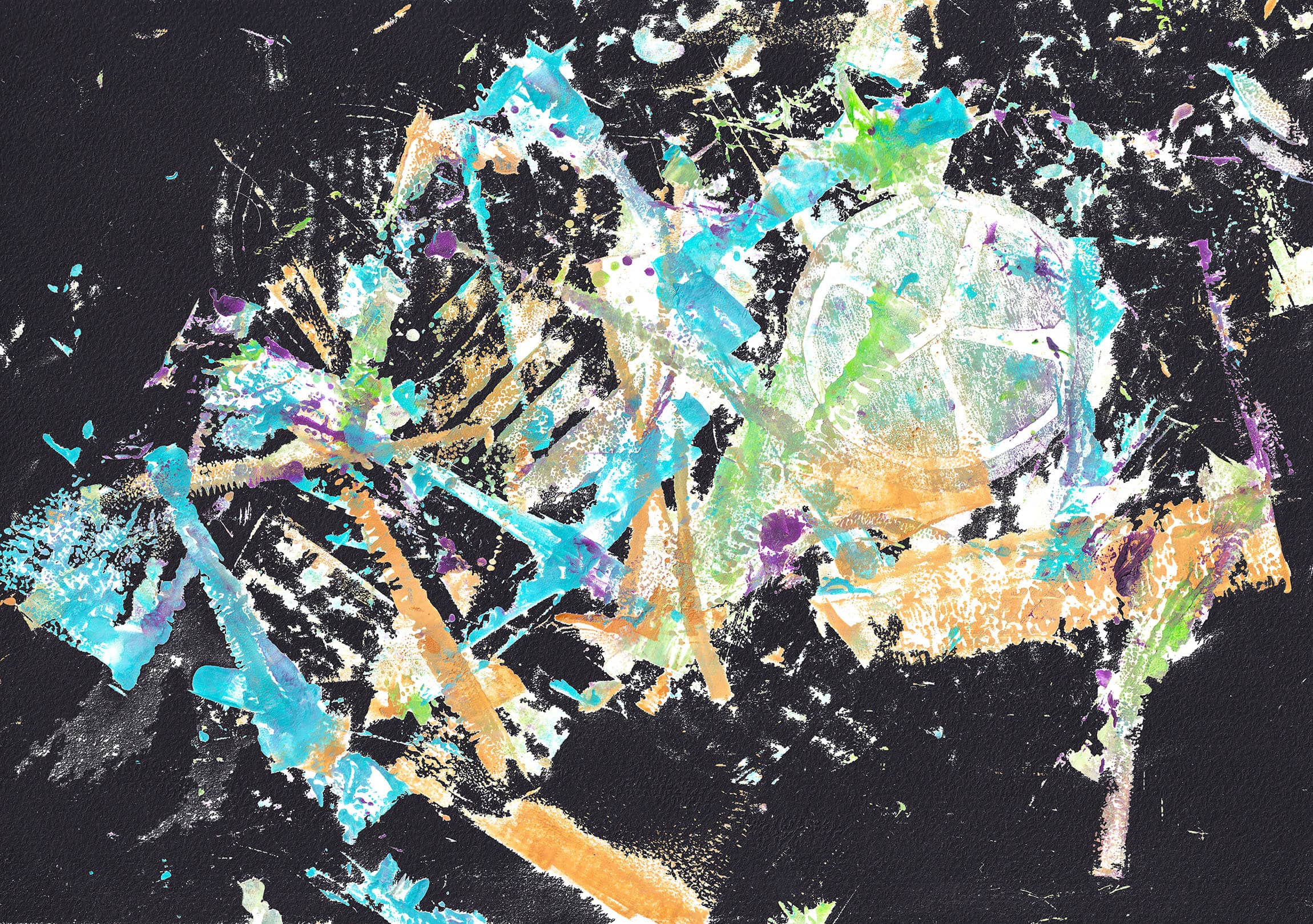 Black Maximalist Wallpaper with Turquoise Accents