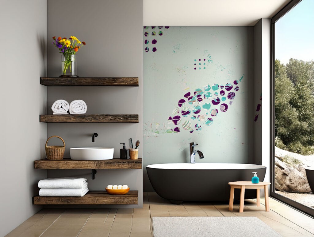 Modern mint wallpaper for bathroom