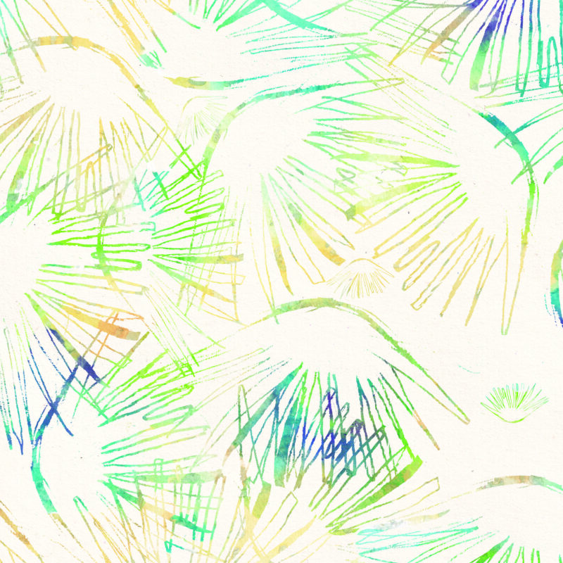 Turquoise Floral Wallpaper with Green Accents