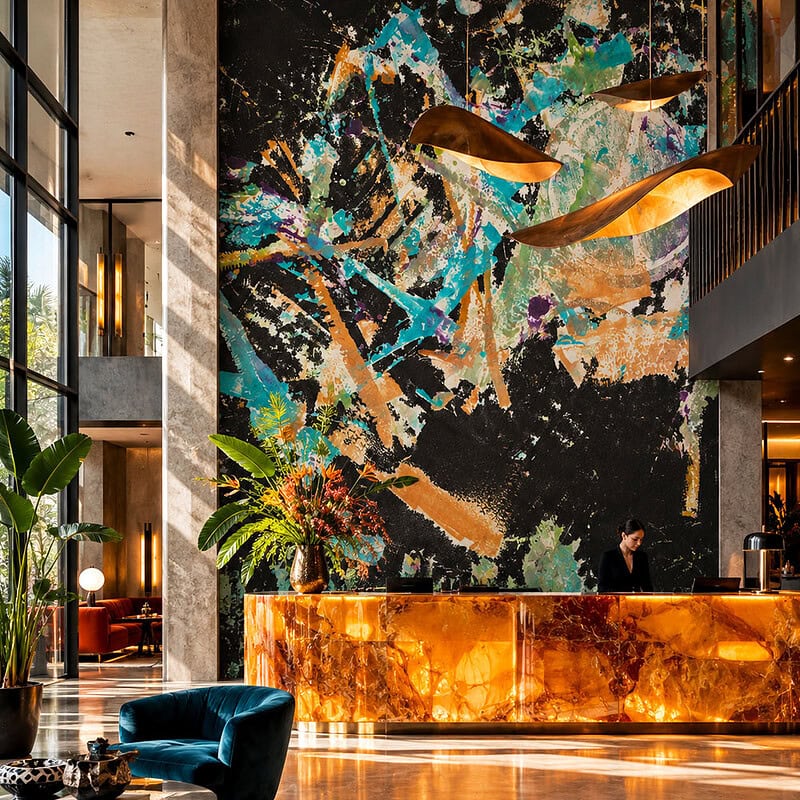 Luxury hotel lobby wallpaper